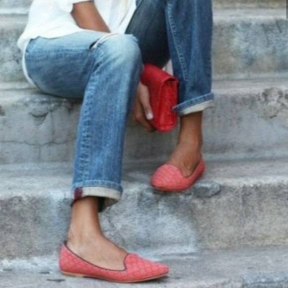 Joie Day Dreaming red silk and leather smoking slipper flats 6.5 / 37 - Picture 7 of 7